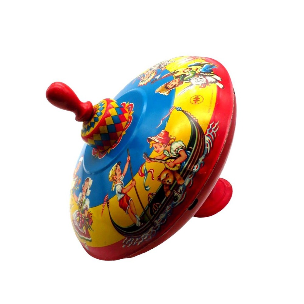 Vintage MNN Tin Litho Spinning Top Toy Children of the World West Germany 1950s